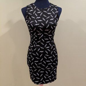 Black and White Lightning Bolt Bodycon Dre…